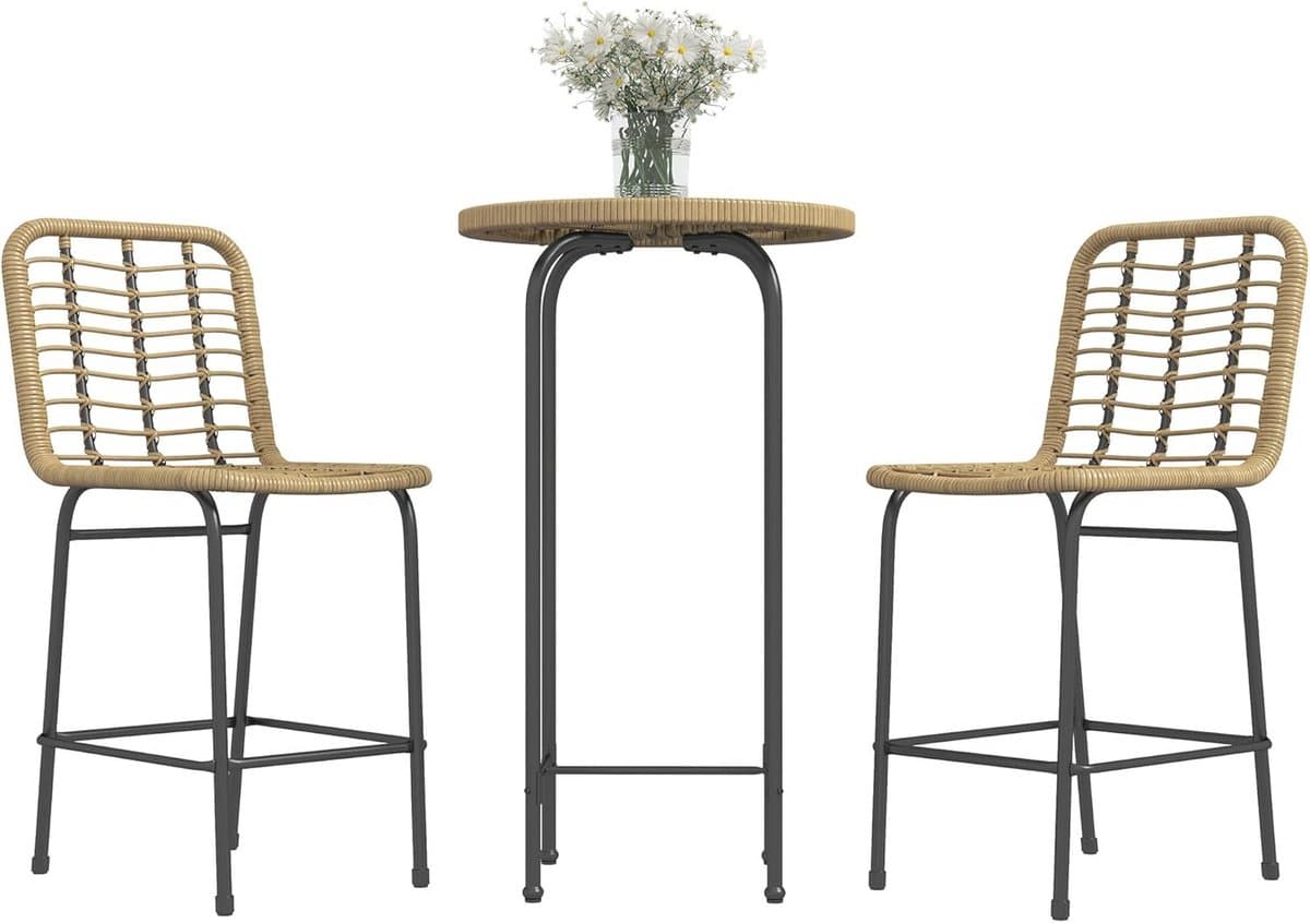 tuinbarset boho design 3 delige bistroset met hoge tafel en