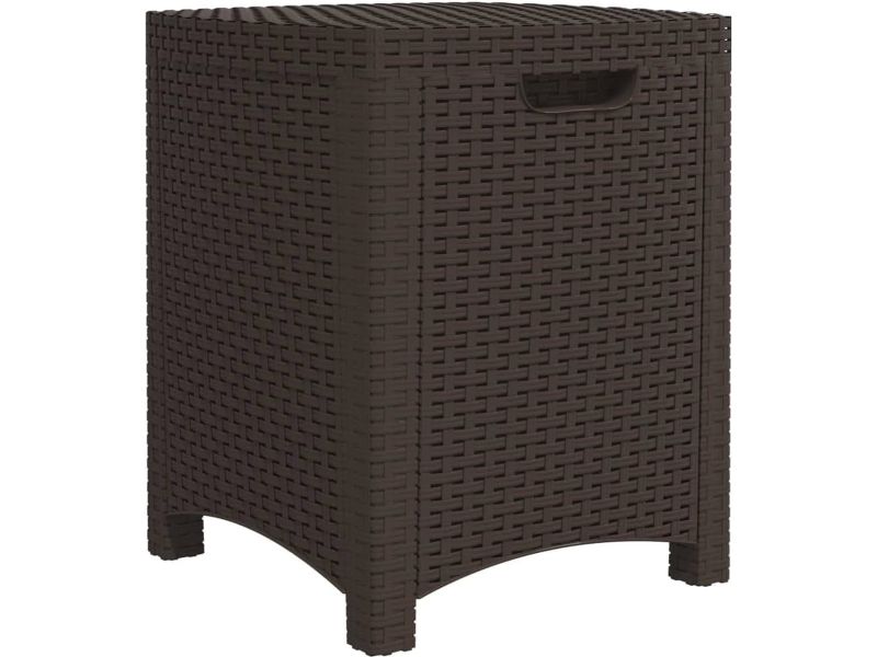 Tuinbox 39x39x46 cm PP rattan bruin - ideaal voor opslag