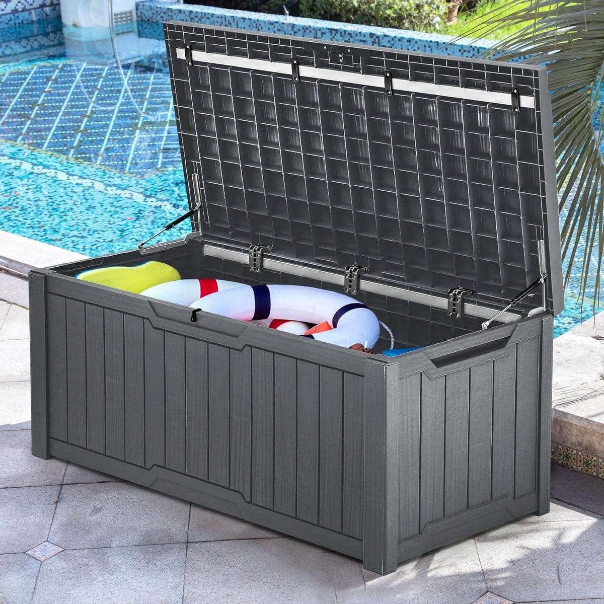 tuingereedschap opbergbox met kussen 120 gallon waterdicht terraskussen en