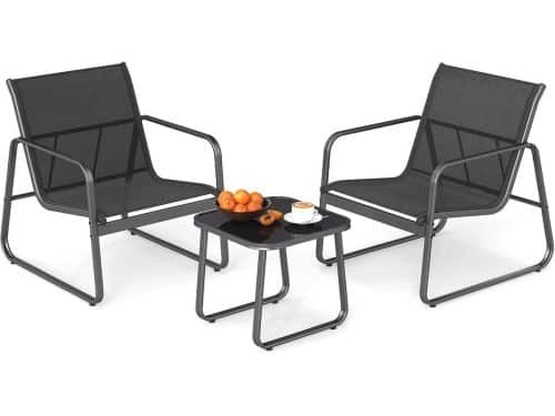 Tuinmeubelset 3-delig - Bistroset met 2 Tuinstoelen en Bijzettafel voor