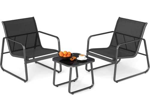 Tuinmeubelset 3-delig - Bistroset met 2 Tuinstoelen en Bijzettafel voor