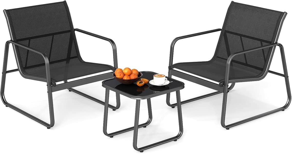 tuinmeubelset 3 delig bistroset met 2 tuinstoelen en bijzettafel voor