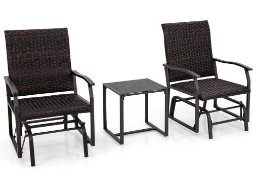 Tuinmeubelset met Schommelstoelen en Tafel - PE Rattan Balkonset voor
