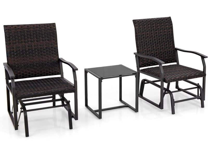 Tuinmeubelset met Schommelstoelen en Tafel - PE Rattan Balkonset voor