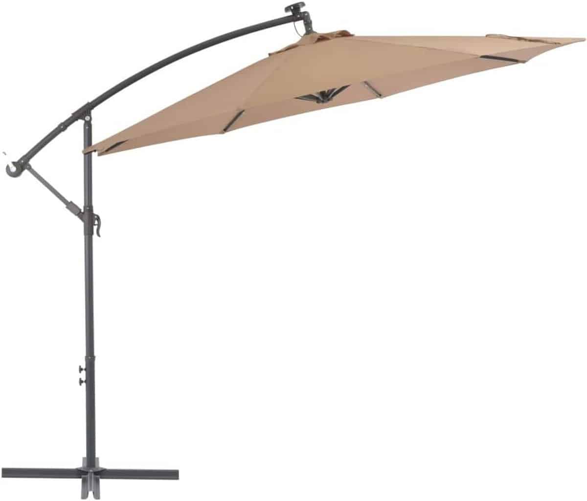 tuinparasol zweefparasol met led verlichting 300cm taupe uv bestendig