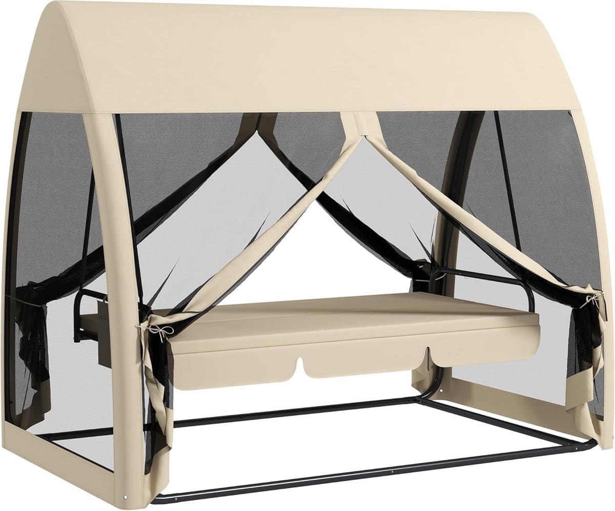 tuinschommel met ligfunctie 3 zits schommelbank ontspannen in de