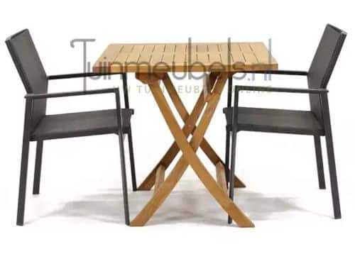 Tuinset Delia grijs stapelbaar met Milton tafel vierkant 80x80