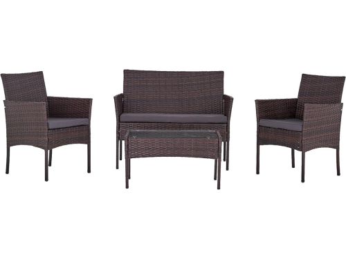 Tuinset Polyrotan Loungeset 4-delig met 2x Bank, Stoelen en Tafel