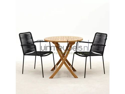 Tuinset Vita Luxor zwart stapelbaar met Milton rond 80