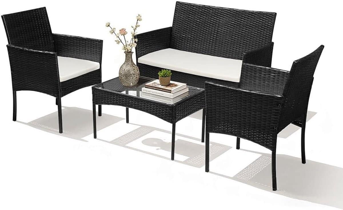 tuinset voor 4 personen met bank, stoelen en tafel