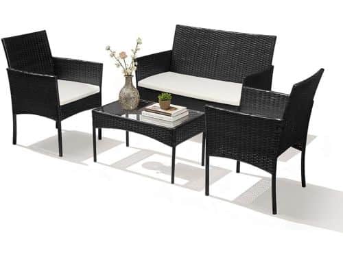Tuinset voor 4 personen met bank, stoelen en tafel