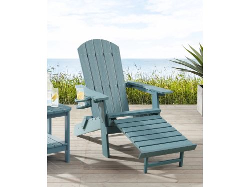Tuinstoel Adirondack Stoel Arizona- Aqua - Met Voetenbankje - Houtlook