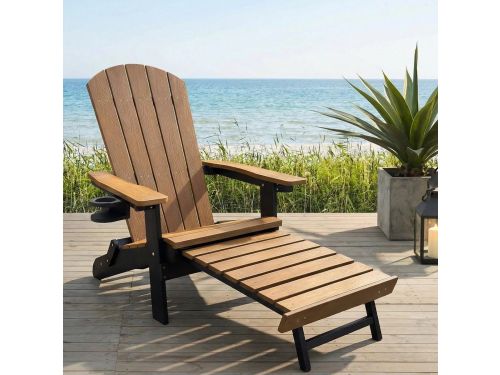 Tuinstoel Adirondack Stoel Arizona - Bruin&Zwart - Met Voetenbankje