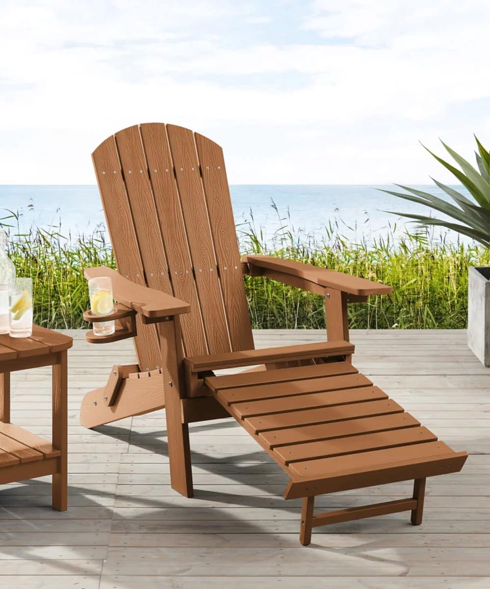 tuinstoel adirondack stoel arizona licht bruin met voetenbankje