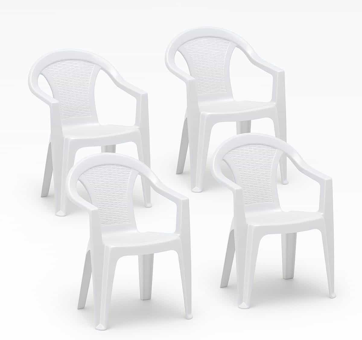 tuinstoel in rattanlook, stapelbaar wit