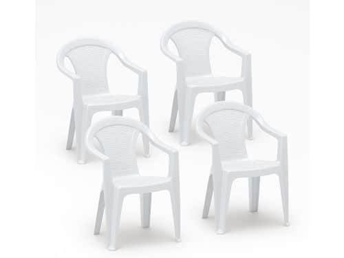 Tuinstoel in rattanlook, stapelbaar - wit