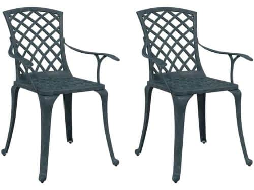 Tuinstoelen 2 Stuks Gietaluminium Groen - Comfortabele Lounge Stoelen voor