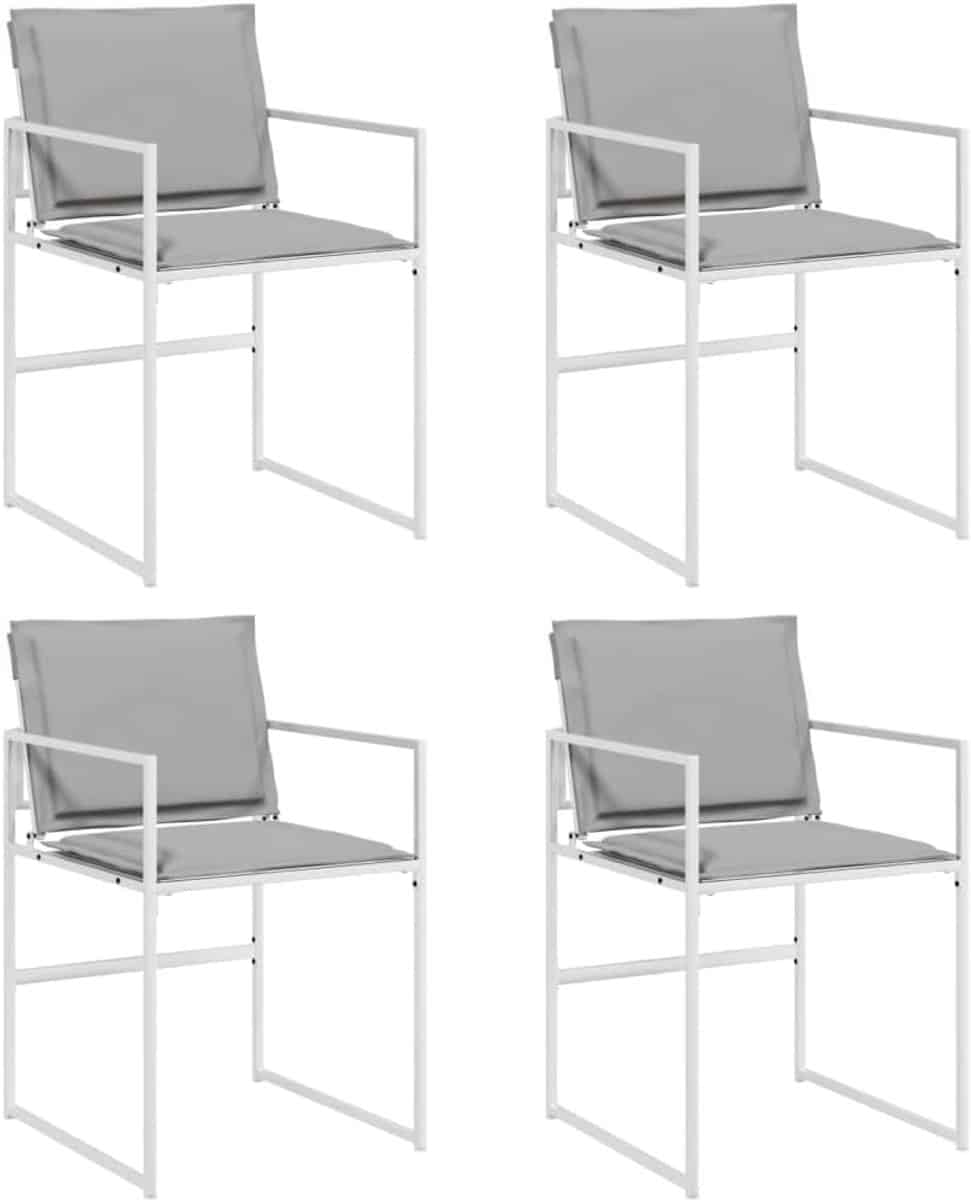 tuinstoelen 4 stuks met kussens wit | comfortabele lounge