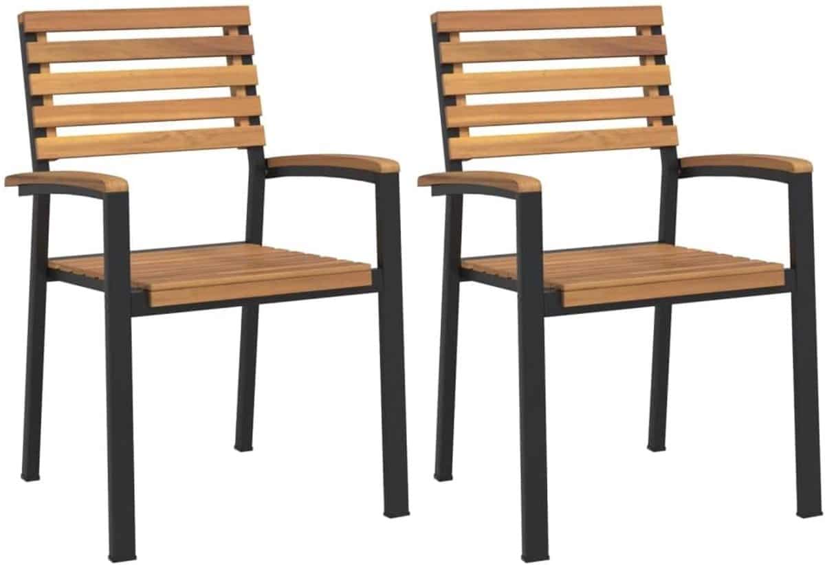 tuinstoelen stapelbaar acacia hout buiten eten massief