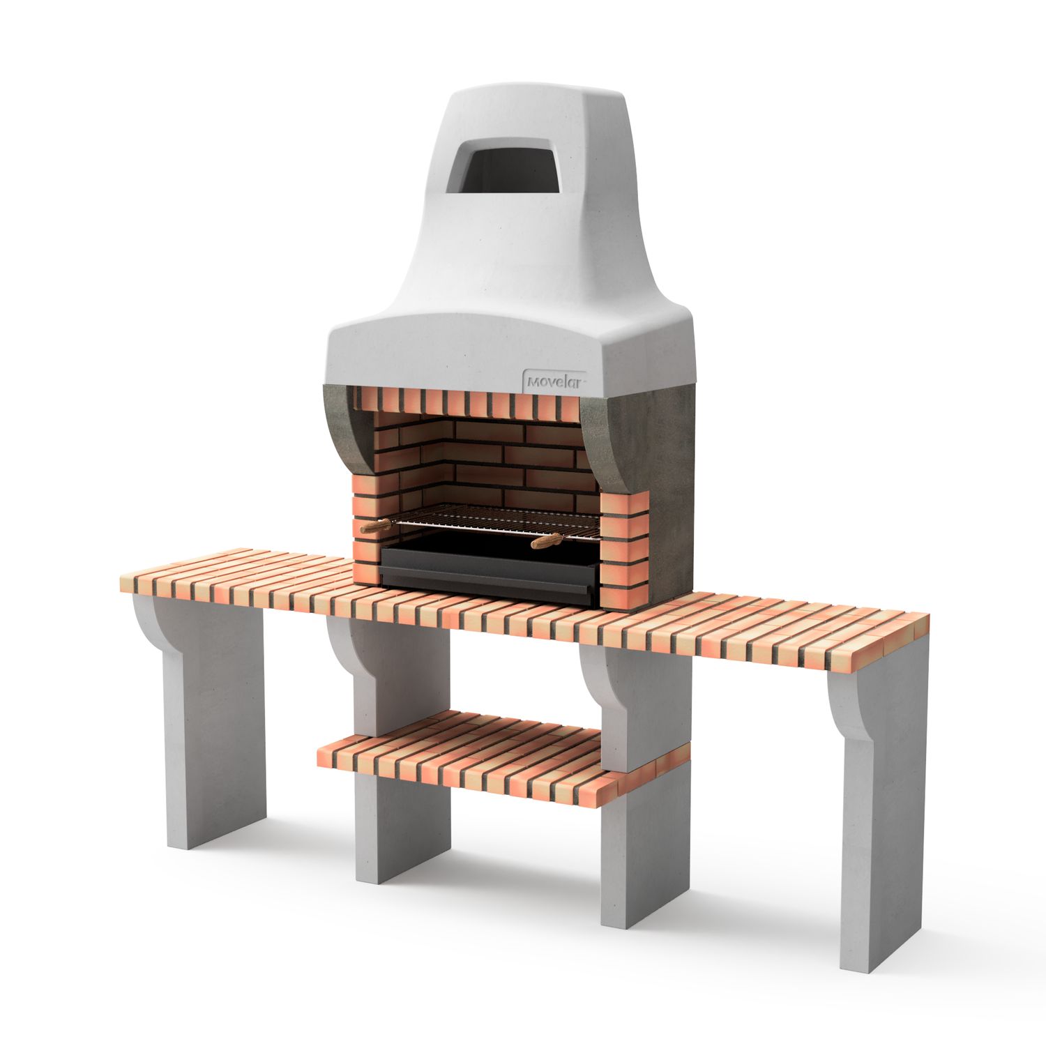 Tuozi Houtskoolbarbecue Bailén Plus – 2 Zijtafels – Oranje – 69,5x35cm