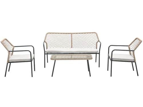 Turin loungeset - 4-delig-rope taupe-mystic grey -light teak vironwood