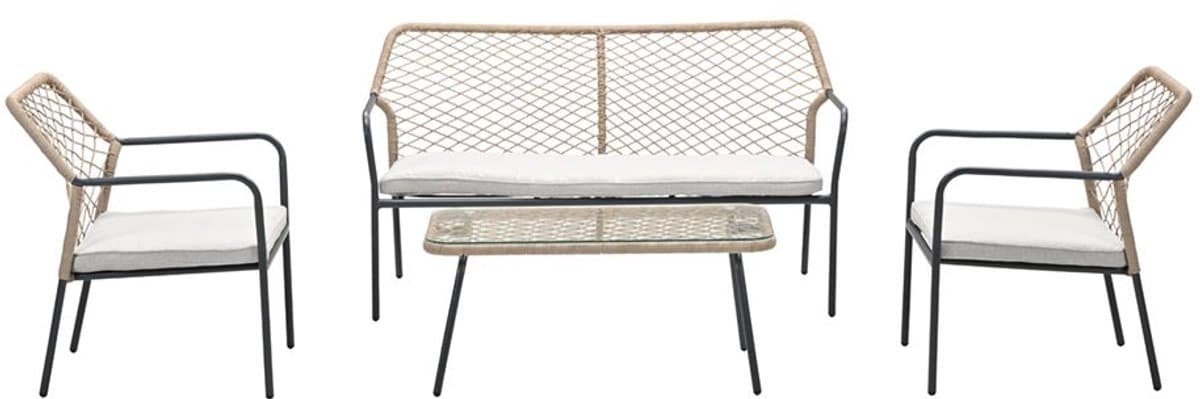 turin loungeset 4 delig rope taupe mystic grey light teak vironwood