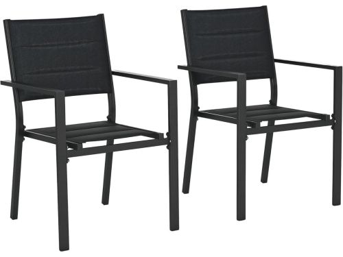 Twee Stapelbare Tuinstoelen van Aluminium met Ademend Mesh