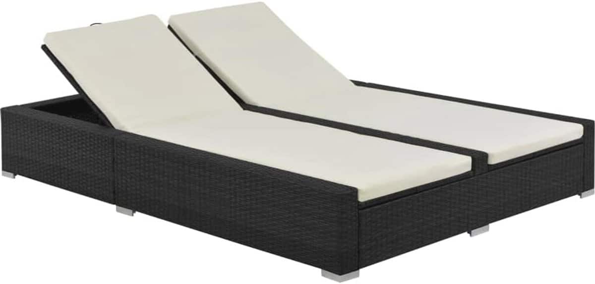 tweepersoons ligbed tuin met verstelbare rugleuning en dikke kussens