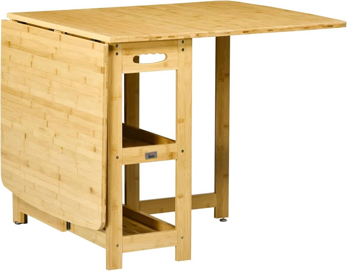 uitschuifbare eettafel met opbergvak en verstelbare poten multifunctionele klaptafel