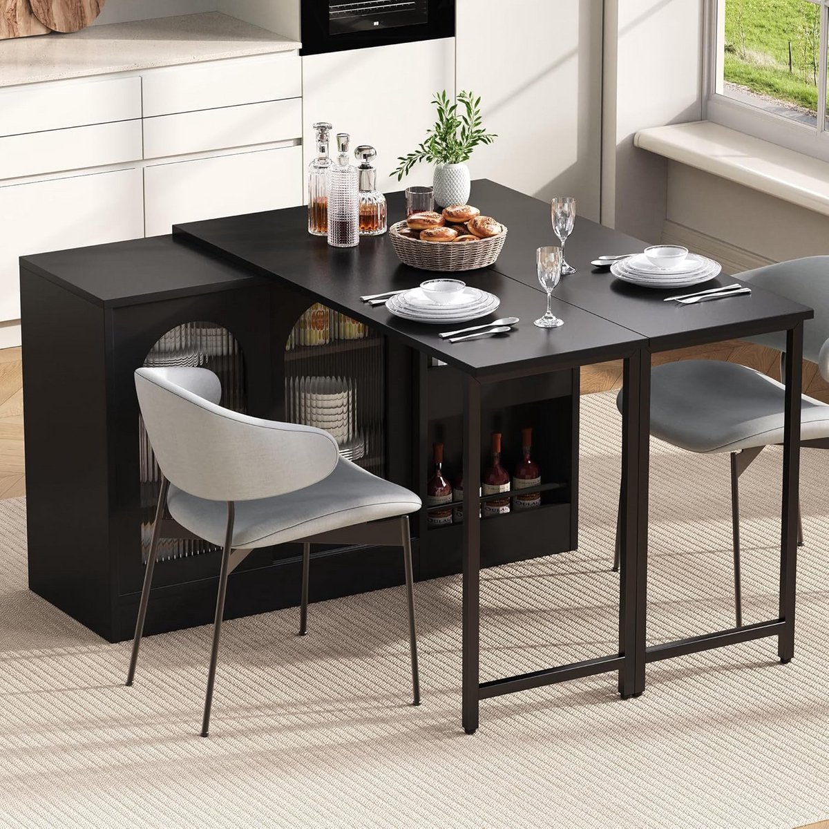 uittrekbare en 360 draaibare bartafel met opbergruimte