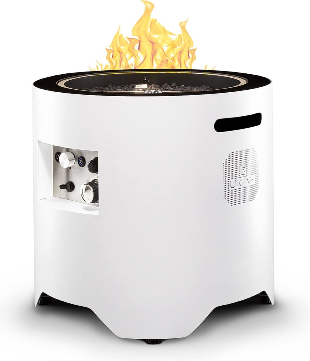 ukiah voyager wit tuinhaard draagbare terrashaard met muziekfunctie