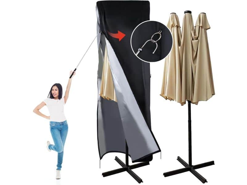 Unyqoos® Weerbestendige parasolhoes met ritssluiting voor grote tuinparasols