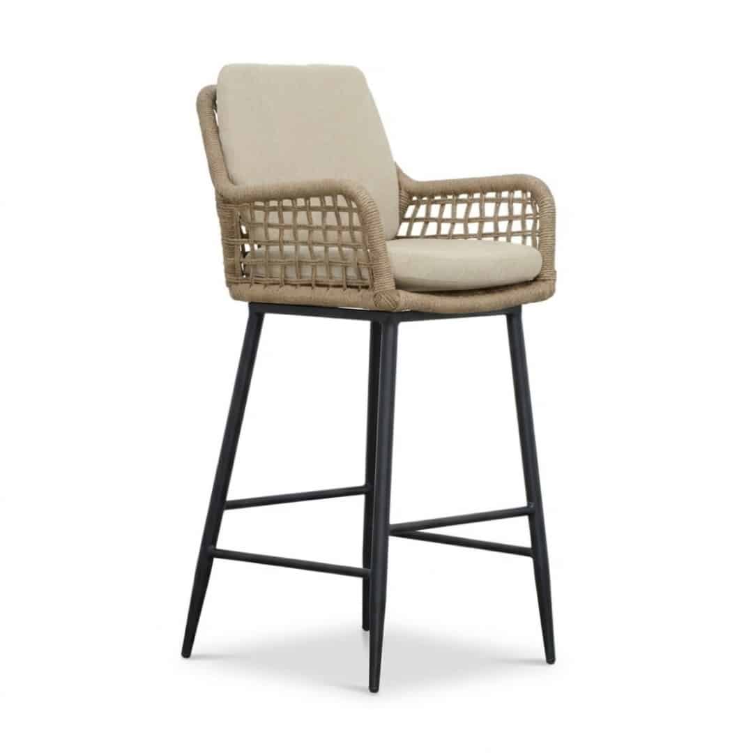 valencia dining barstoel | touw + aluminium | sahara dust