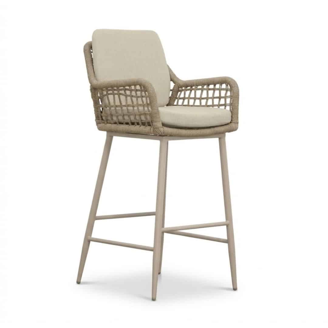 valencia dining barstoel | touw + aluminium | sandstone