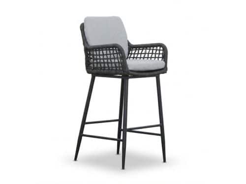 Valencia dining barstoel | touw + aluminium | Stone Grey