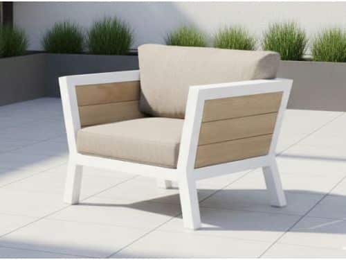 Valongo lounge chair 84,5x99x69 white alu/acacia teak look Eurofar - Eurofar