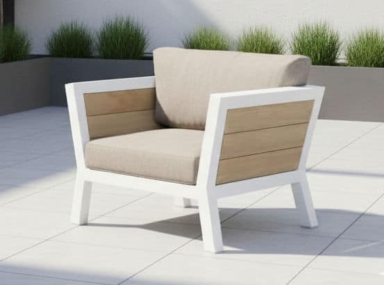 valongo lounge chair 84,5x99x69 white alu/acacia teak look eurofar eurofar