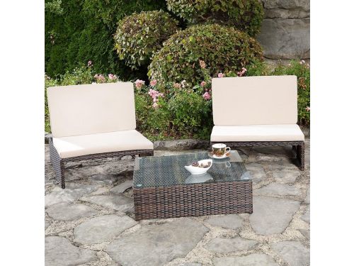 Veelzijdige tuinmeubelset ligbed en stoelen met tafel polyrotan weerbestendig