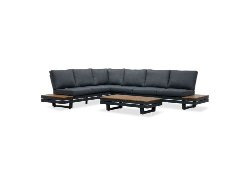 Vegas hoek loungeset-links 6 personen incl. tafel | aluminium + polywood | antraciet | 5-delig