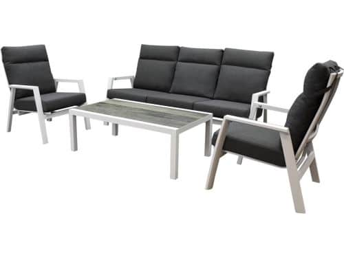 Vegas stoel bank loungeset 4 delig wit verstelbaar