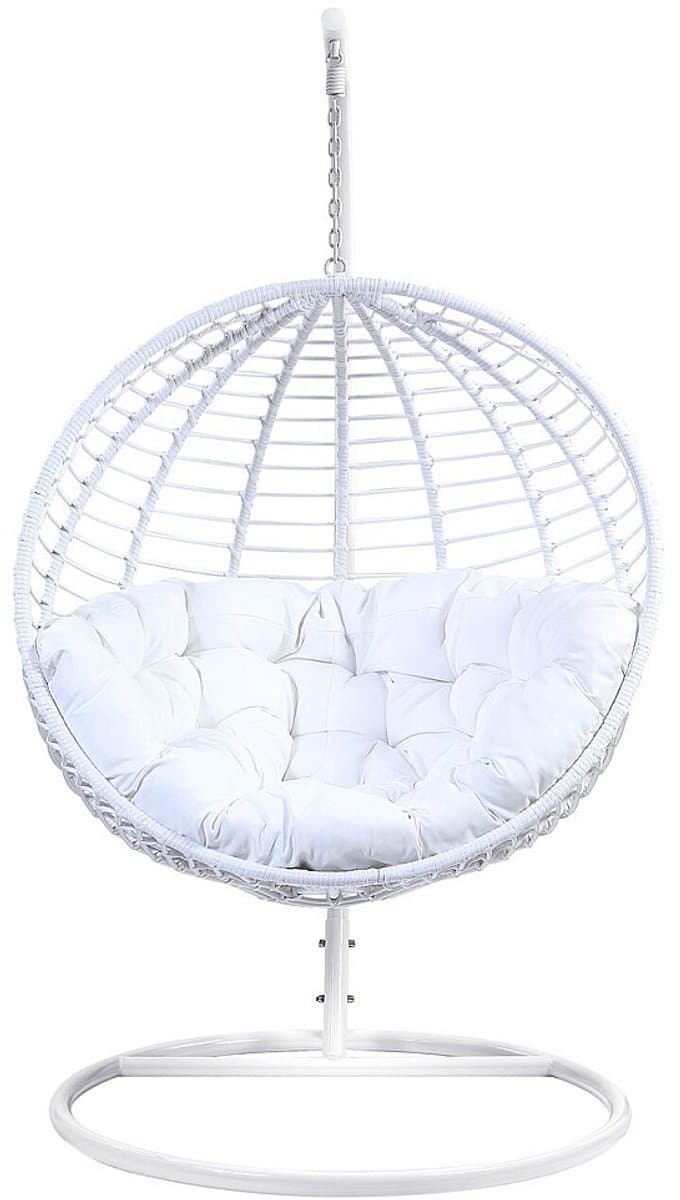 vente unique hangstoel van gevlochten hars wit bontoc