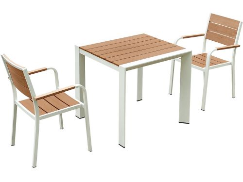 Vente-unique Tuineethoek van aluminium: een tafel B.80 cm en 2