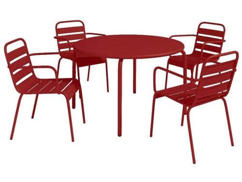 Vente-unique Tuineethoek van metaal- een tafel Ø110 cm en 4