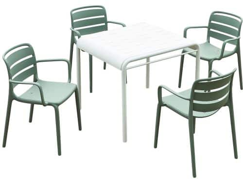 Vente-unique Tuineethoek van polypropyleen: een tafel B.90 cm en 4