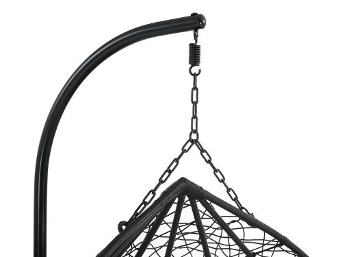 Vente-unique Tweezits hangstoel van gevlochten kunsthars - Zwart met grijze