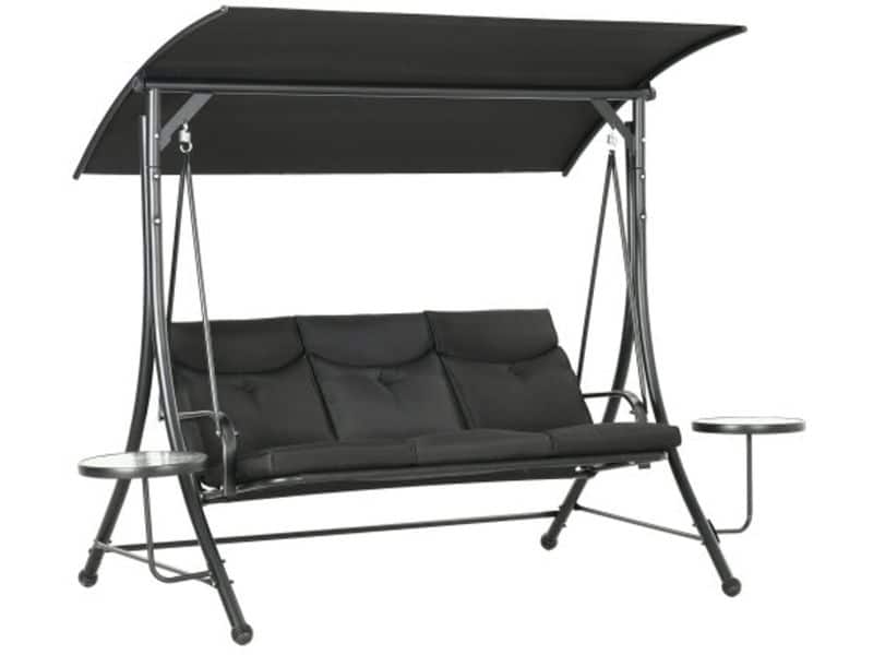 Verandaschommel met salontafel, 3-zits tuinschommel met verstelbare zonnekap