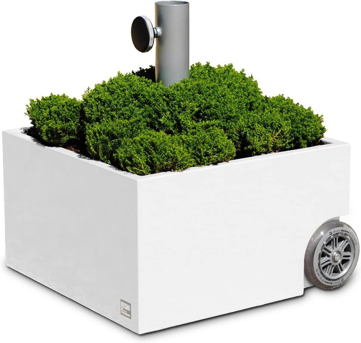 verrijdbare parasolvoet met plantenbak en zware grip