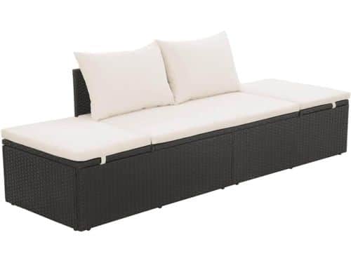 Verstelbaar Ligbed voor Buiten met Dikke Kussens - Zwart