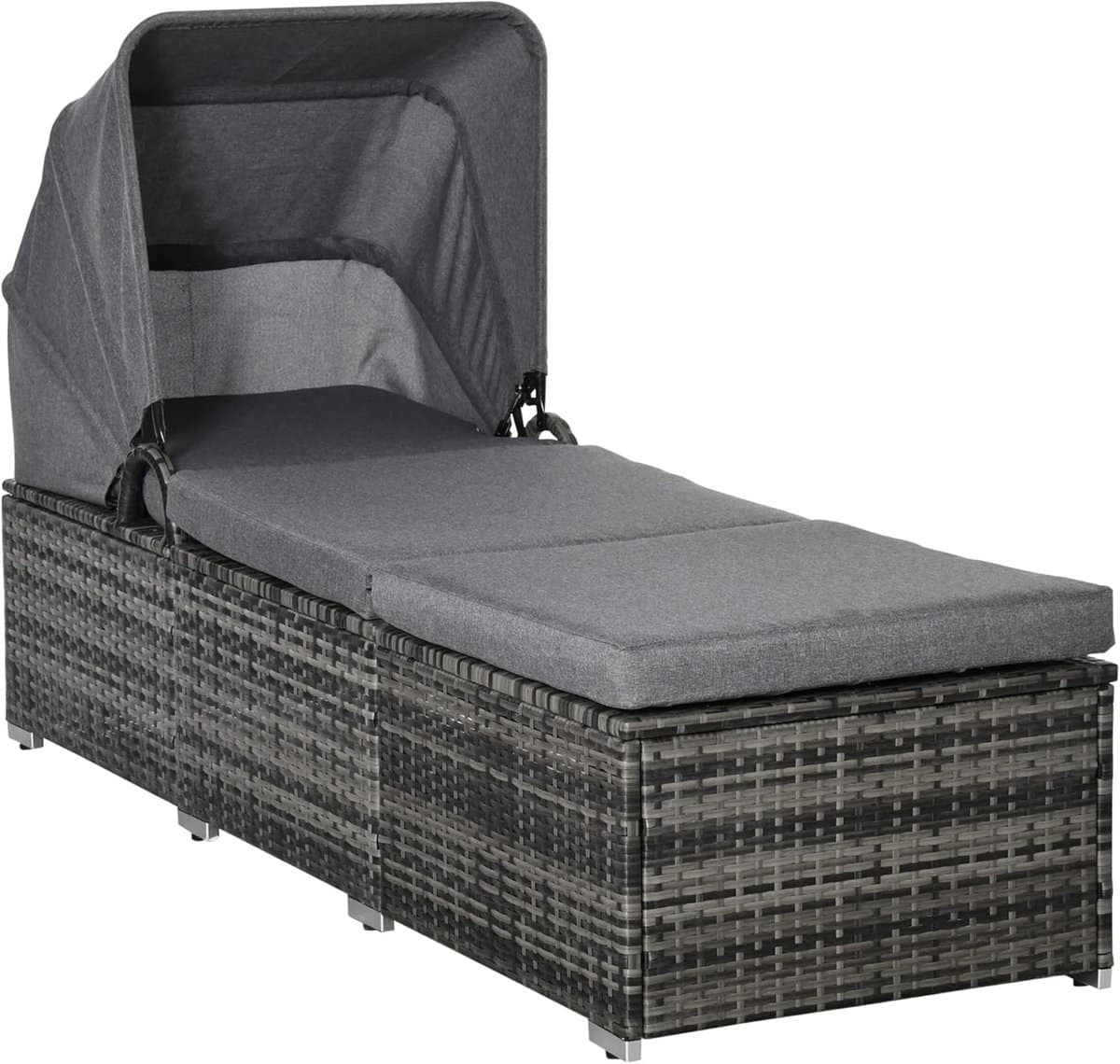 verstelbaar rotan ligbed met zonnekap en comfortkussens tuinmeubel voor