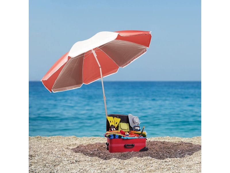 Verstelbare en kantelbare parasol Ø 160cm met UV-bescherming - Grijs/felroze